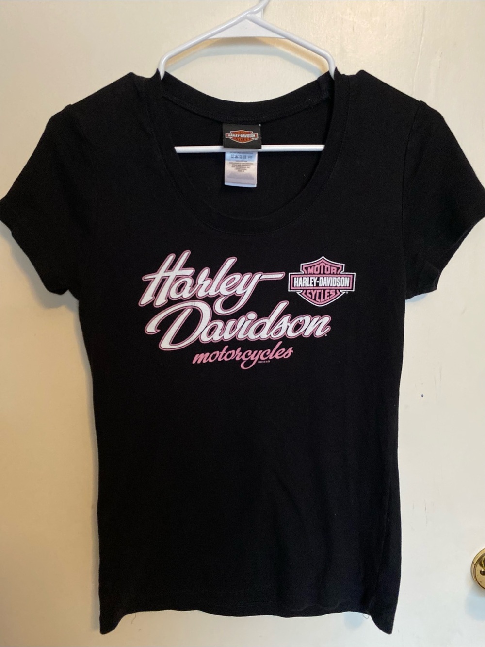 Harley-Davidson Black Tee with Pink Script Logo